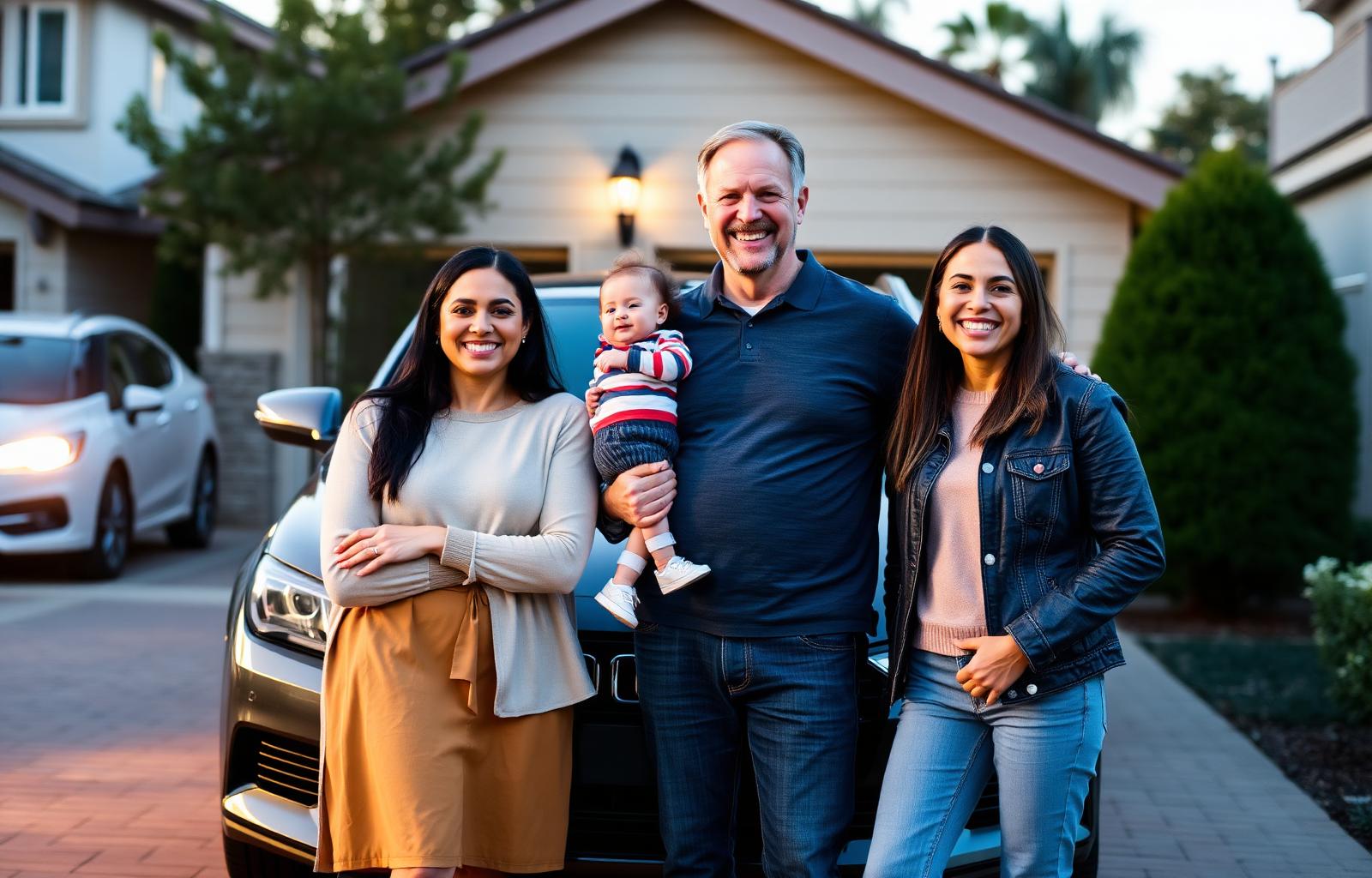 American family protected by reliable auto insurance coverage